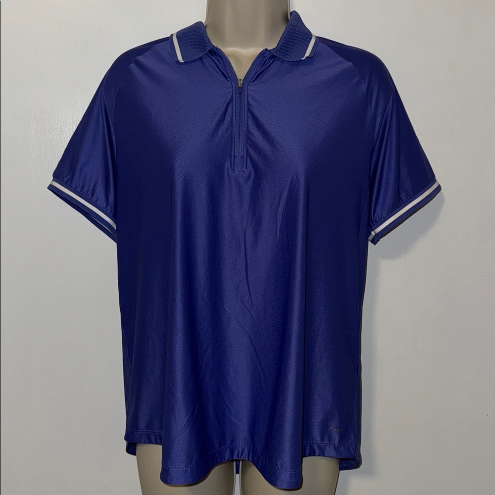 Mondetta 1/4 Zip Polo Shirt Collared Tee Short Sleeve‎ Stretch Women’s L Large